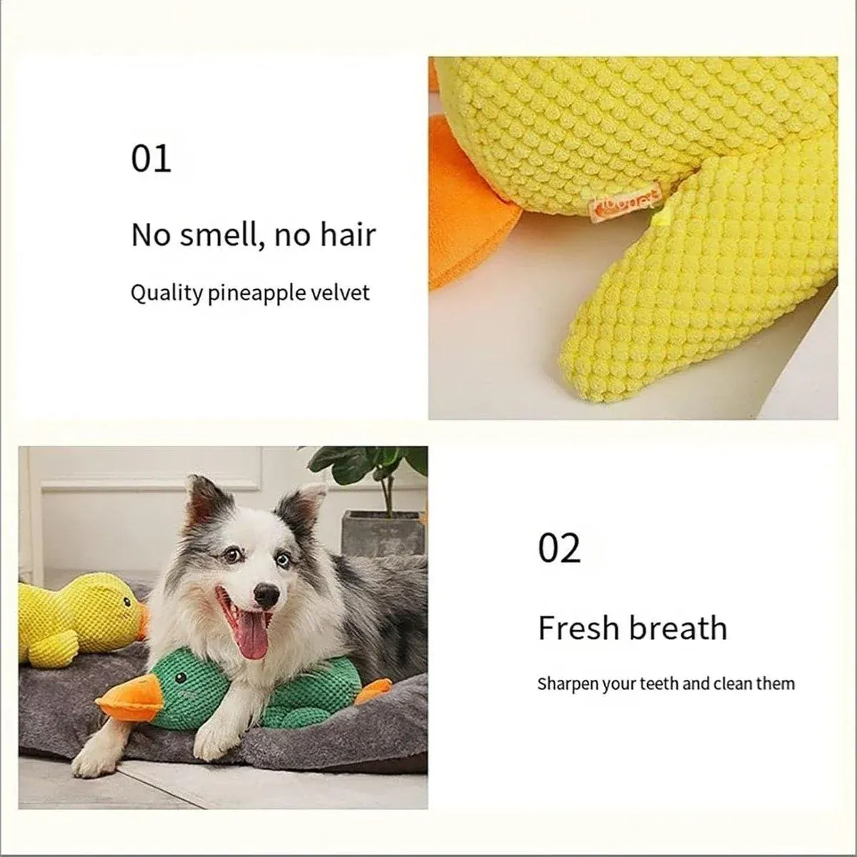 Plush Cartoon Duck Dog Toy Interactive Squeaky Pet Toy Durable Fun Chew Toy - Yellow — image 6