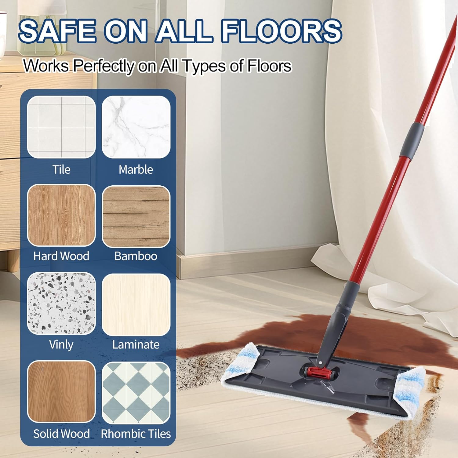 H2prO Mop Pads Replacements Compatible with Flat Mop System, Replace Mop Heads for Mop, Machine Washable Reusable Microfiber Pad Refills for Floor Cleaning (4 — image 4