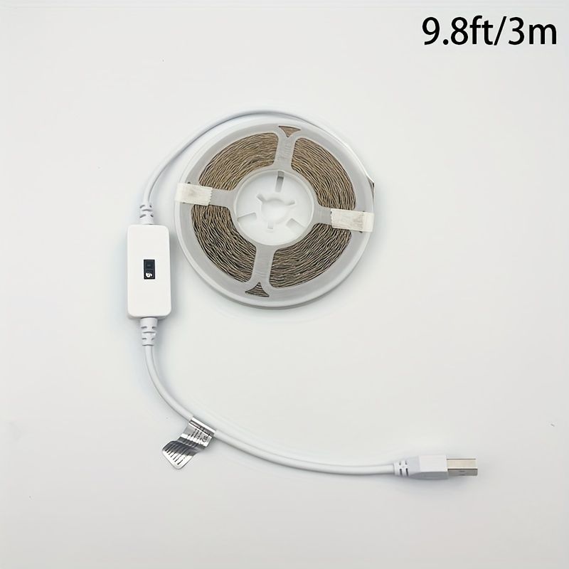 10ft-32.8ft USB-Powered Motion Sensor LED Strip Lights, Automatic Sensing Switch, White & Warm Light, Ideal for Stairs, Closets, Kitchens, Bedrooms, and