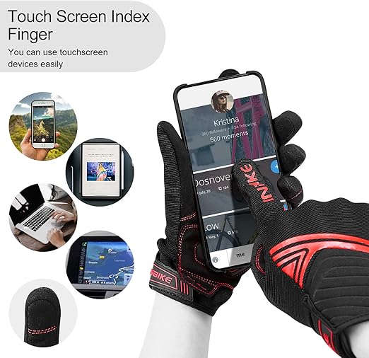 Breathable Mesh Motorcycle Gloves Touchscreen with TPR Palm Pad Hard Knuckle-Red-Medium โ image 6