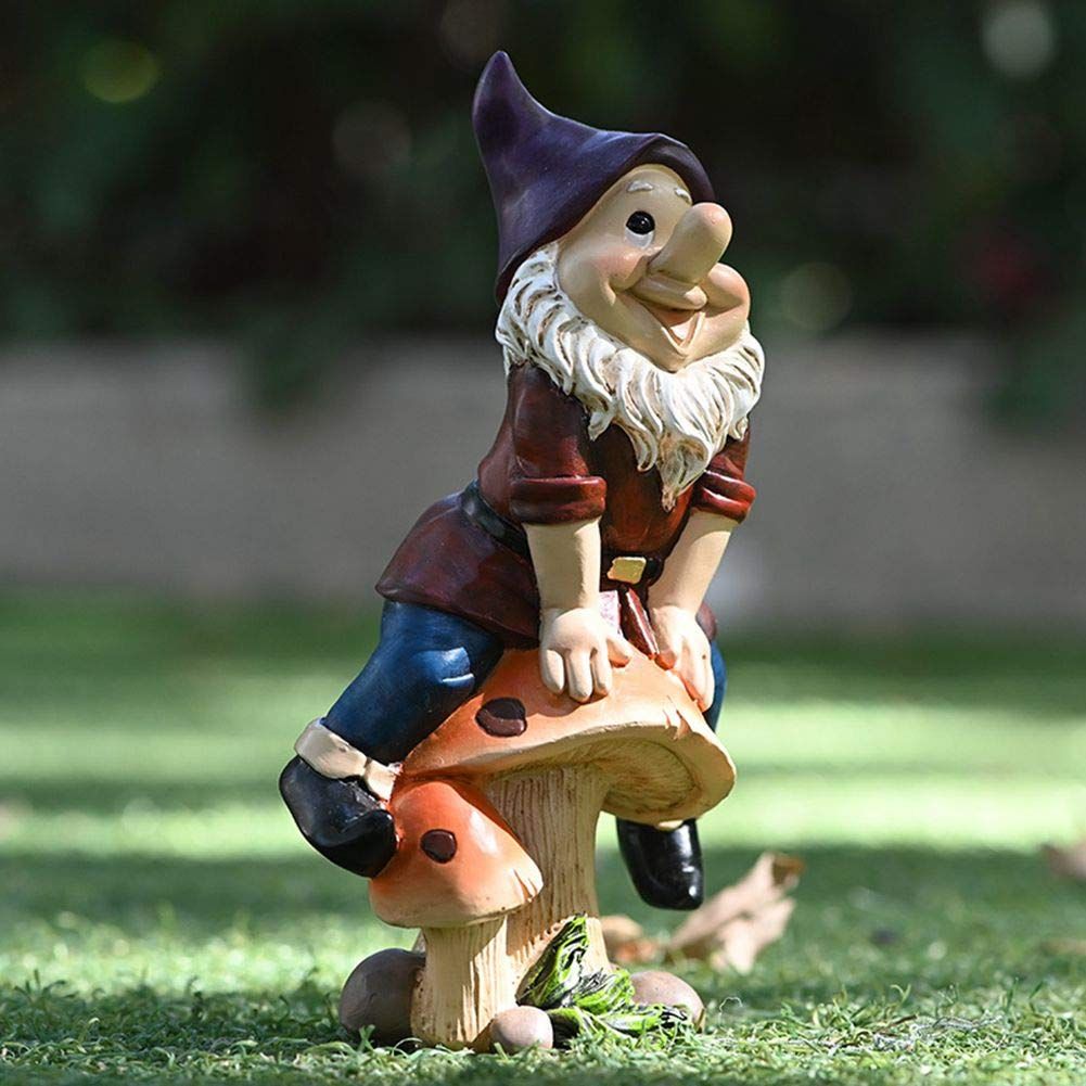 Outdoor Garden Floor Mushroom Dwarf Decoration Cartoon Gnomes Sculpture Decoration Resin Craft Creative Ornaments — image 3