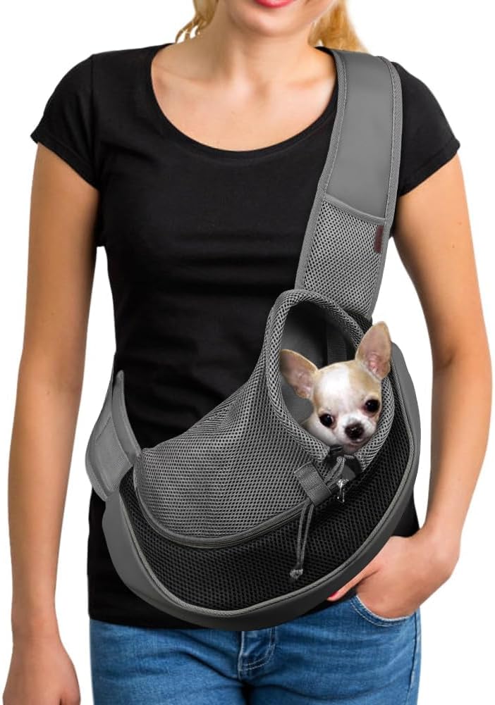 Dog Carrier Bag 40cm x 25cm Black Pet Travel Pouch for Small to Medium Dogs