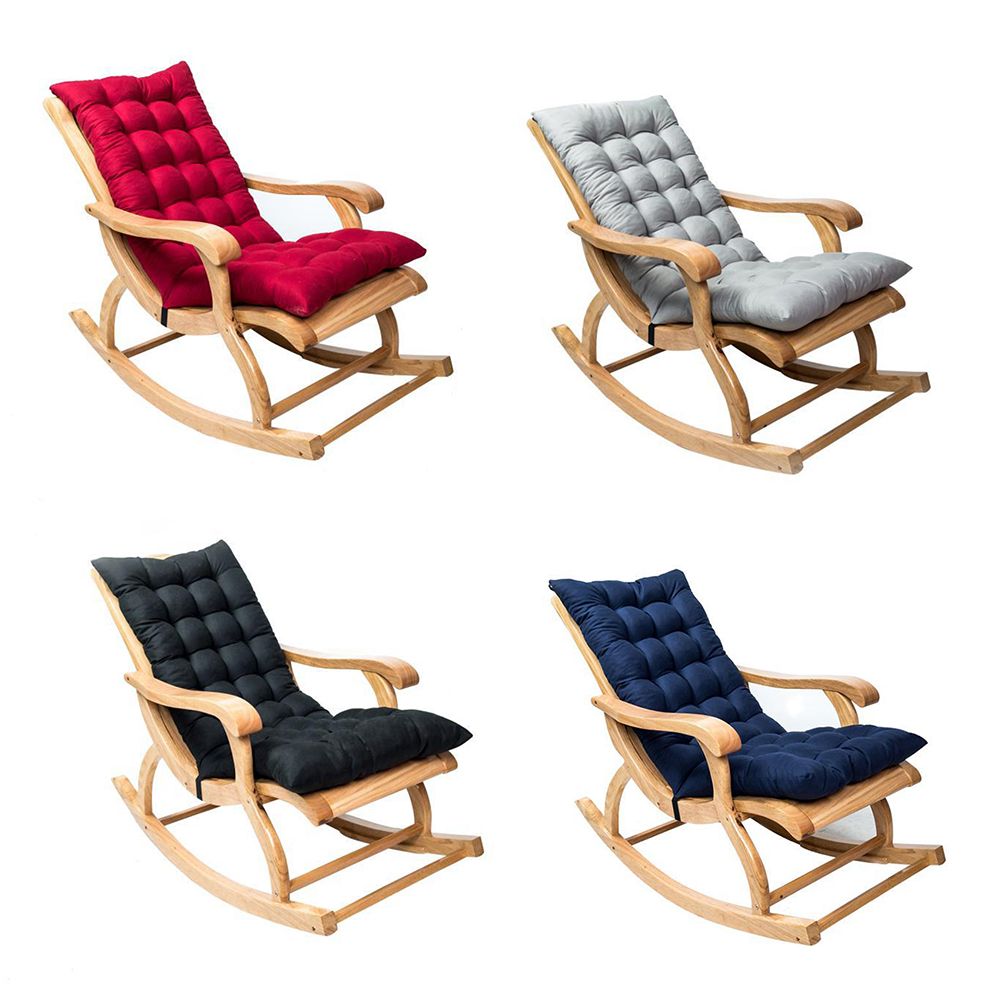 Suede Sun Lounger Chair Cushions Non Slip Rocking Chair Cushion Garden Recliner Quilted Thick Padded Seat Cushion with Ties — image 2