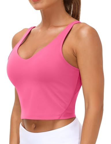 Women's Longline Sports Bra for Yoga, Running, Gym Workouts & Low-Impact Activities, XL (bright pink)