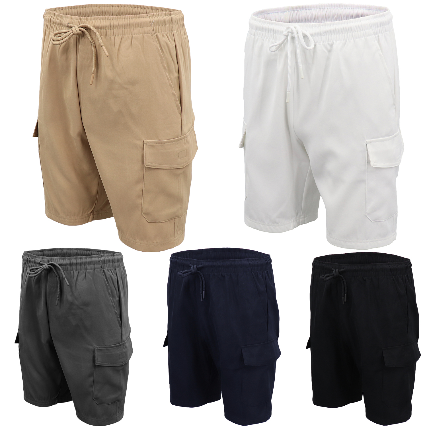 Men's Cargo Shorts 4 Pockets Cascual Work Trousers Active Pants Elastic Waist, White, M — image 4