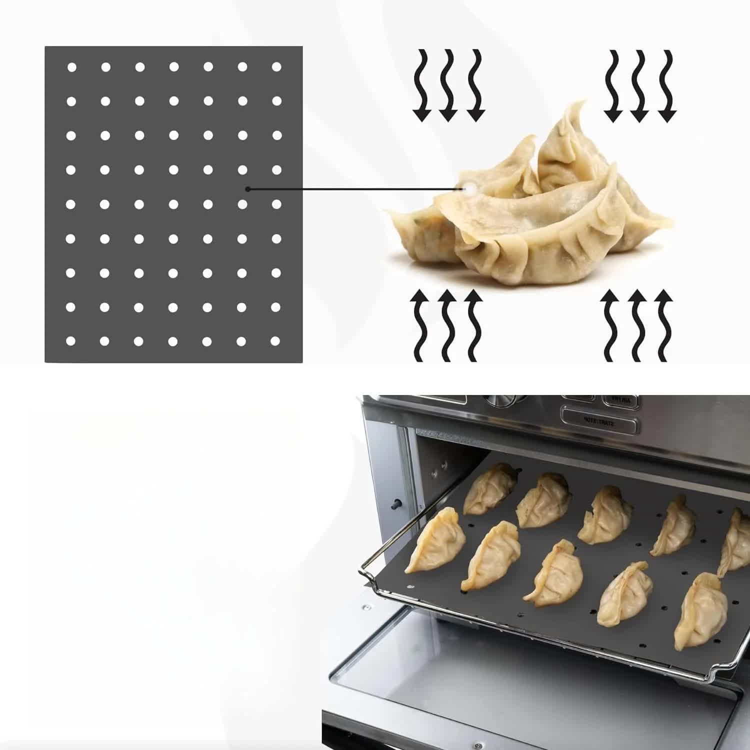 Reusable Liners for Toaster Oven Air Fryer 9 × 11 Accessories Compatible with Breville, Black & Decker, Cuisinart, Emeril Lagasse + More, Perforated Non-Stick — image 4