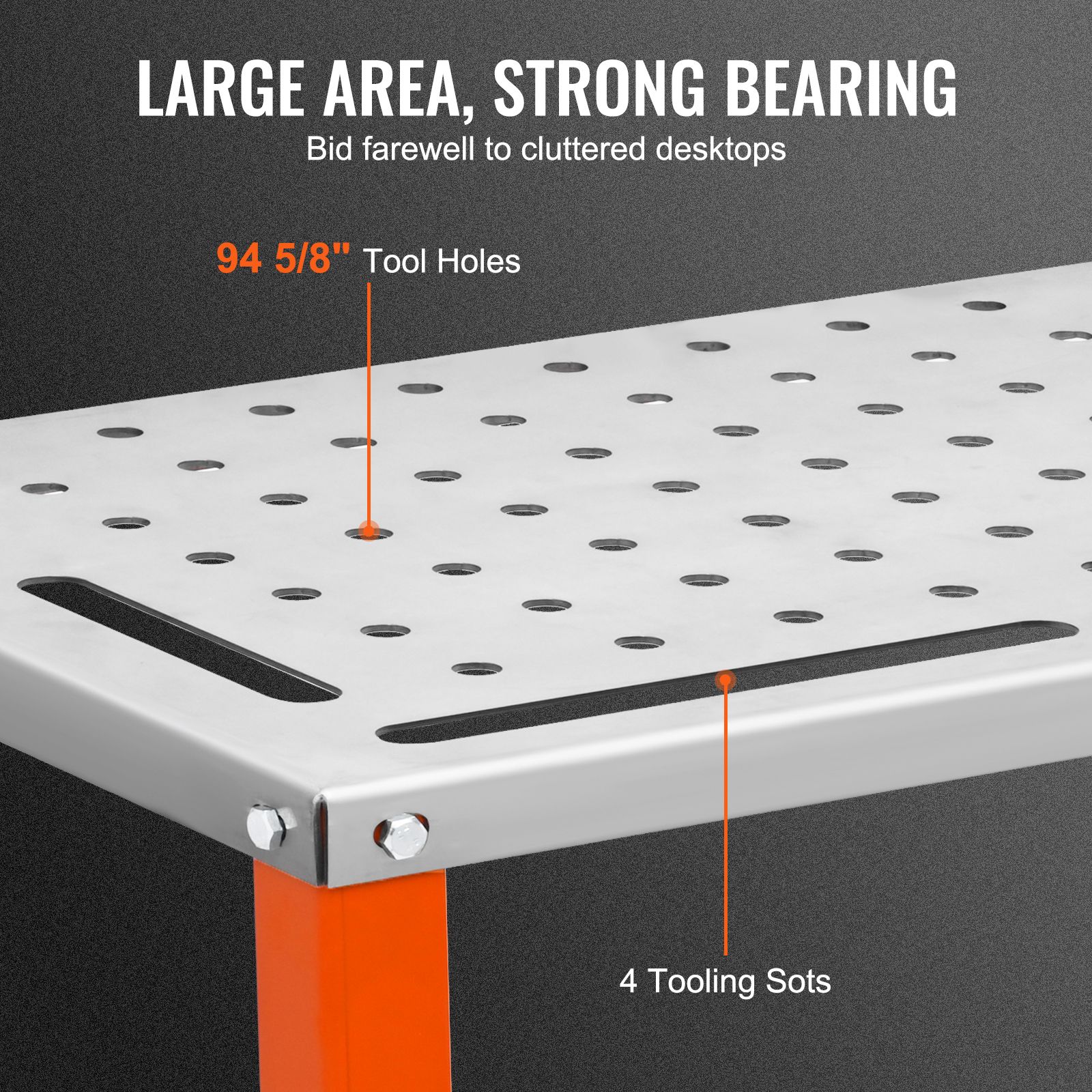 36" x 18" Welding Table, 1200lbs Load Capacity Steel Welding Workbench Table on Wheels, Portable Work Bench with Braking Lockable Casters, 4 Tool Slots — image 5