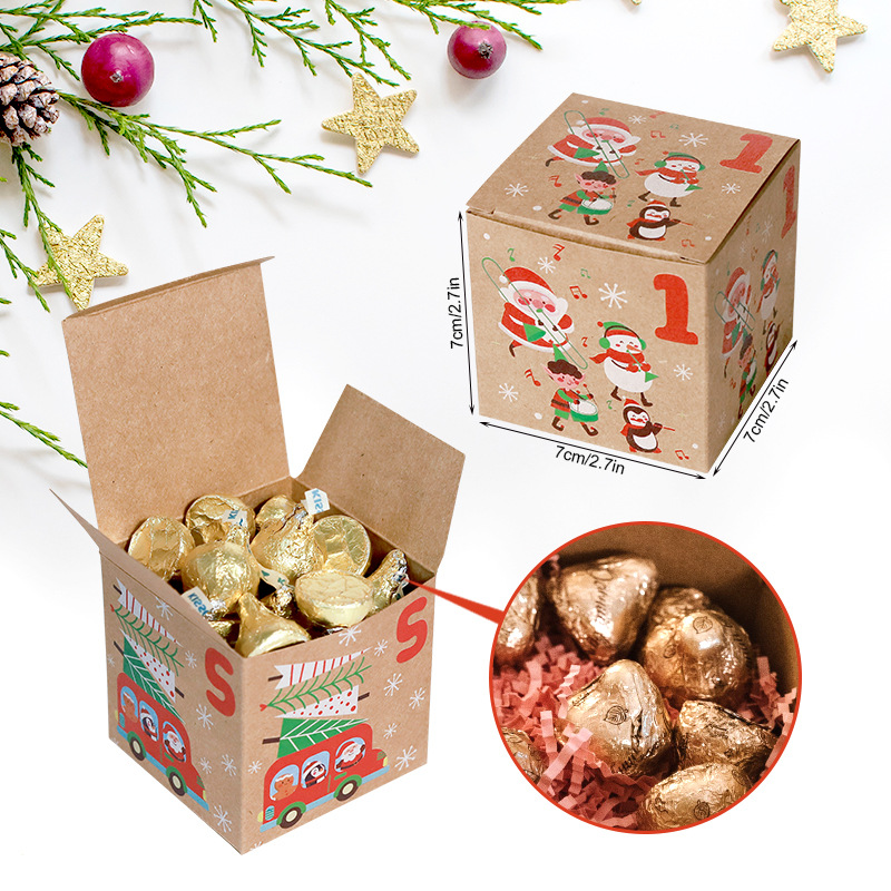 Christmas Box – Candy Boxes – 24 Piece Advent Calendar Gift Box Set – 7 × 7 cm Paper Countdown Boxes with Santa Claus & Snowman Designs – Perfect for — image 3
