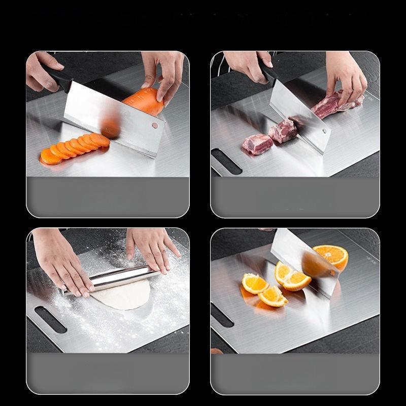 Dual-Sided Stainless Steel Chopping Board - Hygienic & Durable Kitchen Cutting Board for Meat, Veggies & More(30 × 46cm) — image 4
