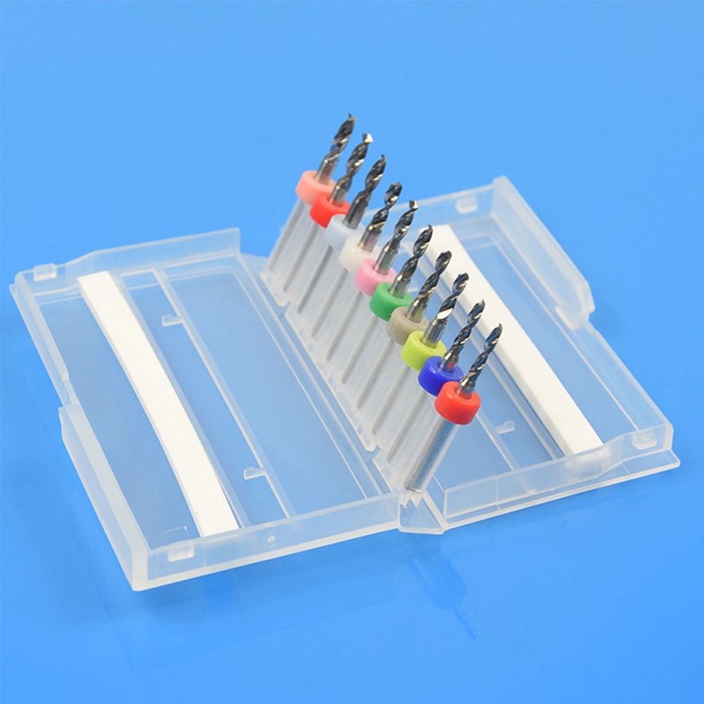 10pcs 0.3mm to 1.2mm Carbide PCB Rotary Tool Jewelry CNC Engraving Drill Bits Set