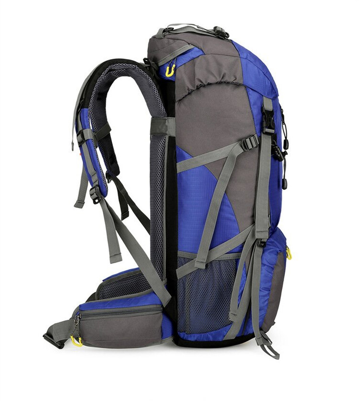 Blue 36-55L Outdoor Hiking Backpack - Durable Water Resistant Travel Bag for Trekking, Camping, and Adventure — image 4