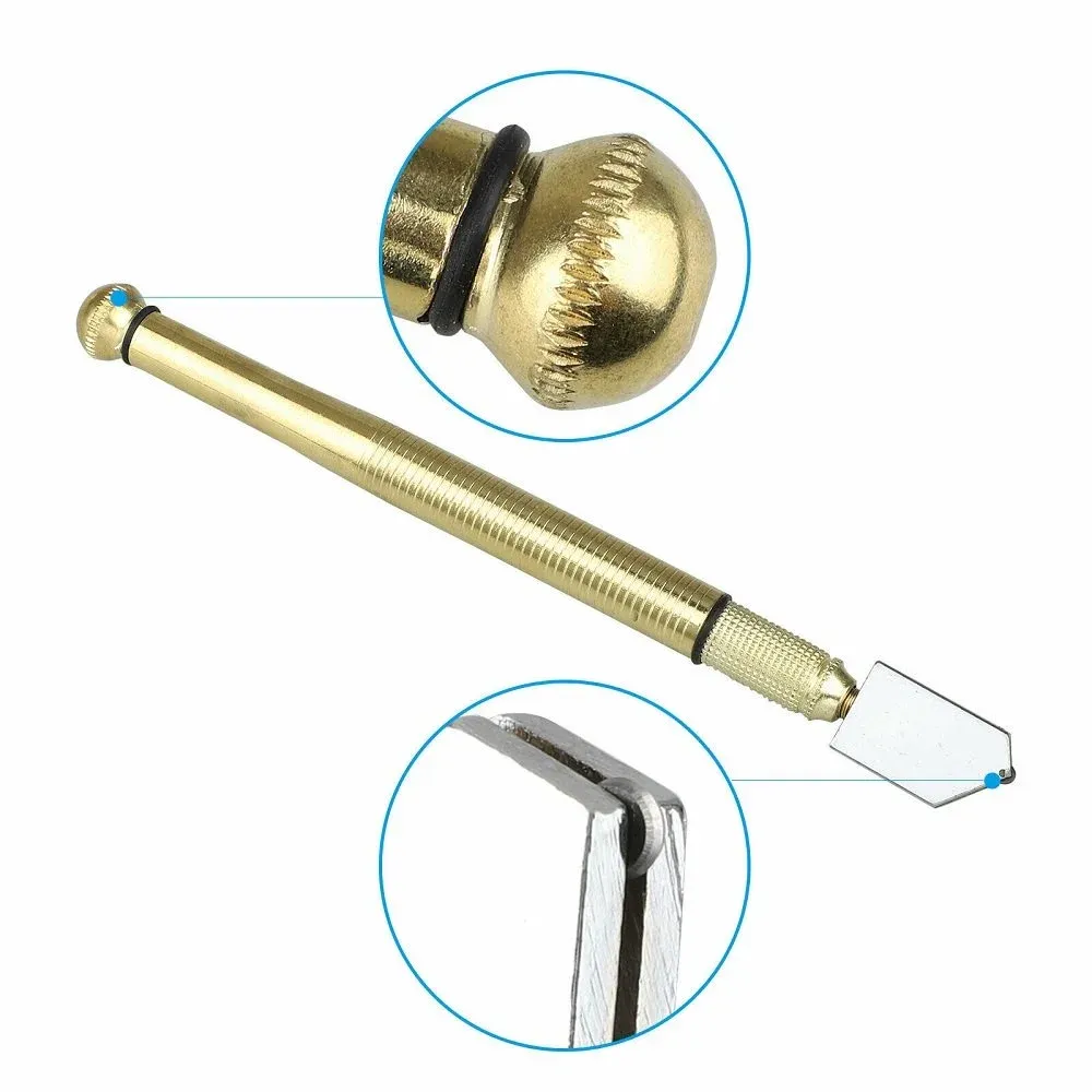 Glass Cutter Tool, Tungsten Carbide Wheel Oil Feed Cutter for Tile Mirror Window Glass, Gold โ image 4