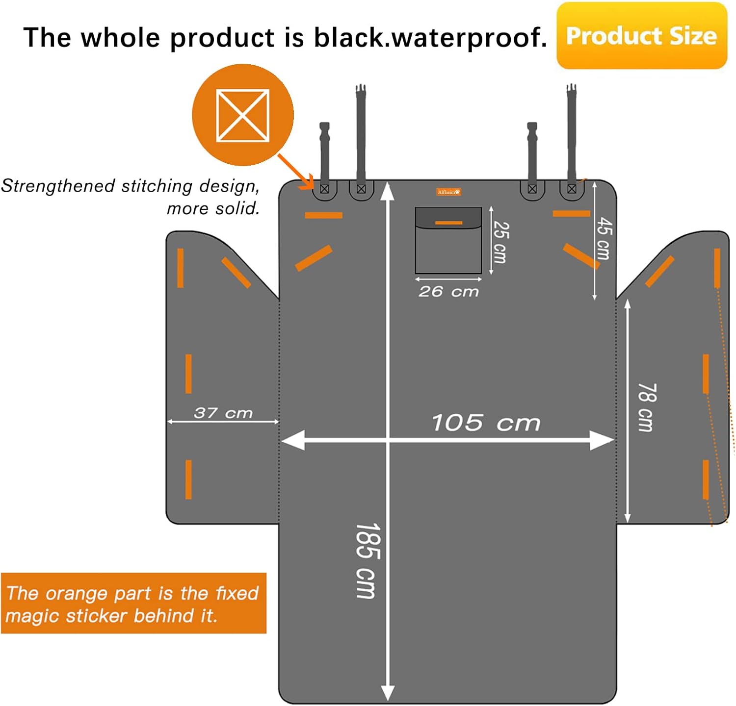 Waterproof Dog Car Boot Liner with Non-Slip Backing, Washable Pet Cargo Cover for Small and Medium Cars and SUVs, Black — image 3