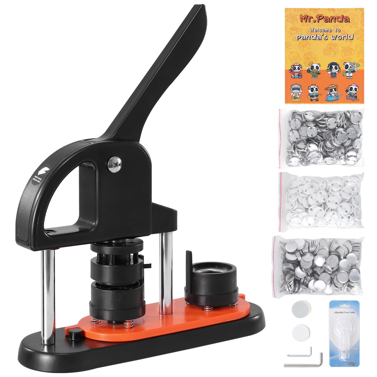 Button Maker Machine, 1.25 inch/32mm Pin Maker, Installation-Free Badge Punch Press Kit, Children DIY Gifts Button Making Supplies with 500pcs Button Parts