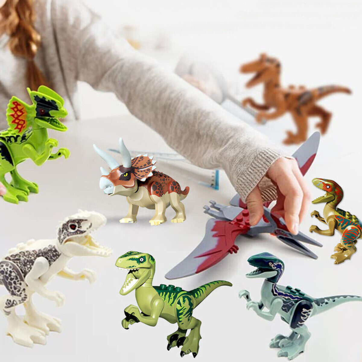 8x Jurassic World Dinosaur Figures Building Toys Blocks Best Kids Gift Multicolored h multicolored — image 2
