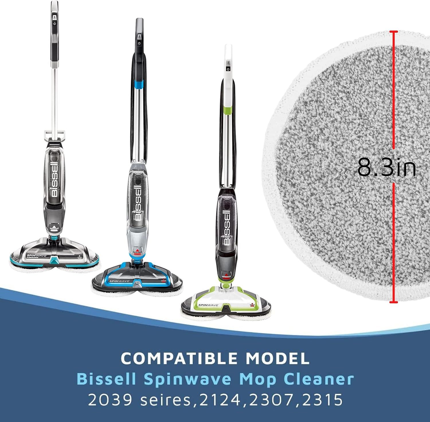 6 Pack Replacement Pads or Bissell Spinwave 2124,2039A,2307,23157,20391,20399 Powered Hard loor Mop — image 2