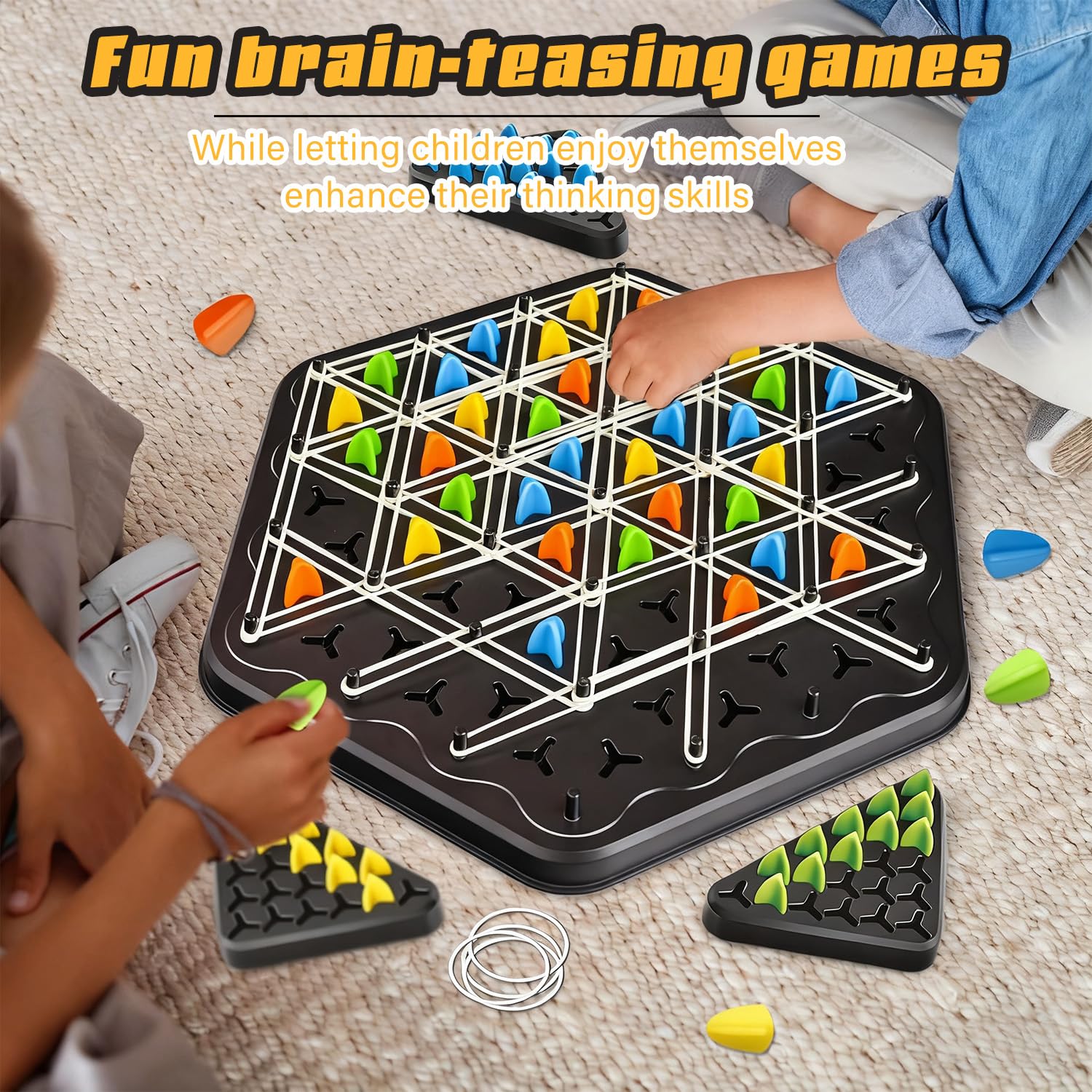 Chain Game – Multiplayer Strategy Board Puzzle for Kids & Adults | Fun Geometric Chess with Rubber Bands, 2–4 Players | Ideal Family Game for Parties, Gifts & — image 5