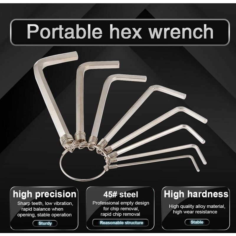 8 pcs Practical Metric Hex Allen Key Wrench Set For Repair 1.5/2/2.5/3/3.5/4/5/6Mm (Silver) — image 3