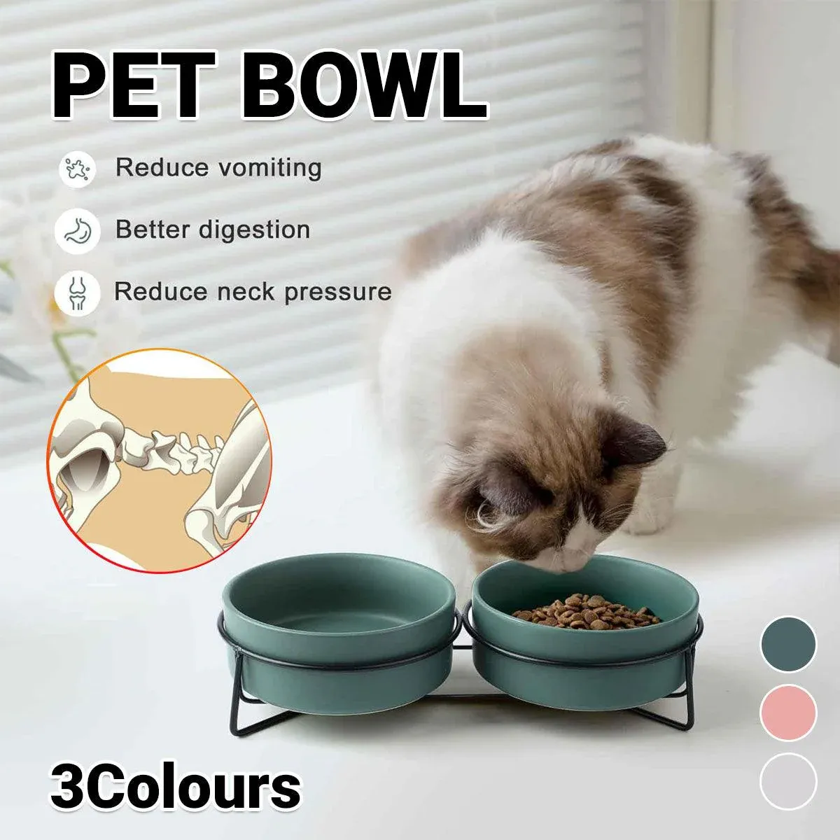 Ceramic Pet Bowl Cat Food Bowl Dog Bowl Drinking Bowl Pet Water Food Dish - Pink — image 2