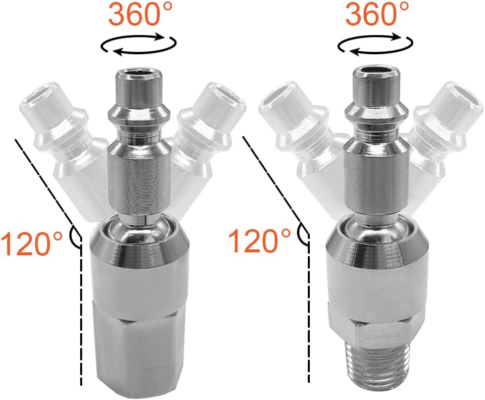 2PCS 1/4" NPT Male + 2PCS 1/4" NPT Female Thread Air Plug Industrial Swivel Coupler Steel Chrome Plating Construction โ image 2