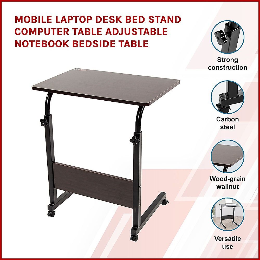 Mobile Laptop Desk Bed Stand Computer Table Adjustable Notebook Bedside Table — image 3