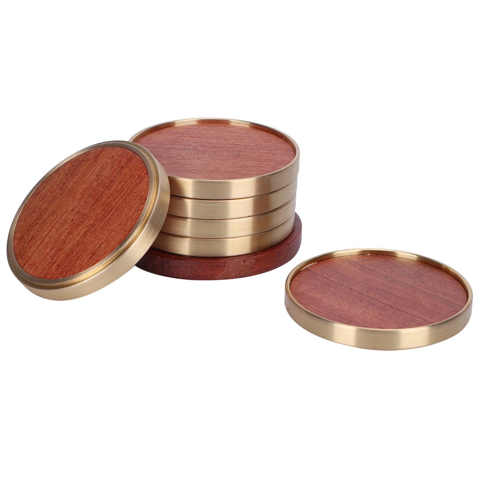 Wooden Tea Cup Mat Insulation Desktop Cup Pad Set with Base Tray Tea Ceremony AccessoriesRosewood โ image 6