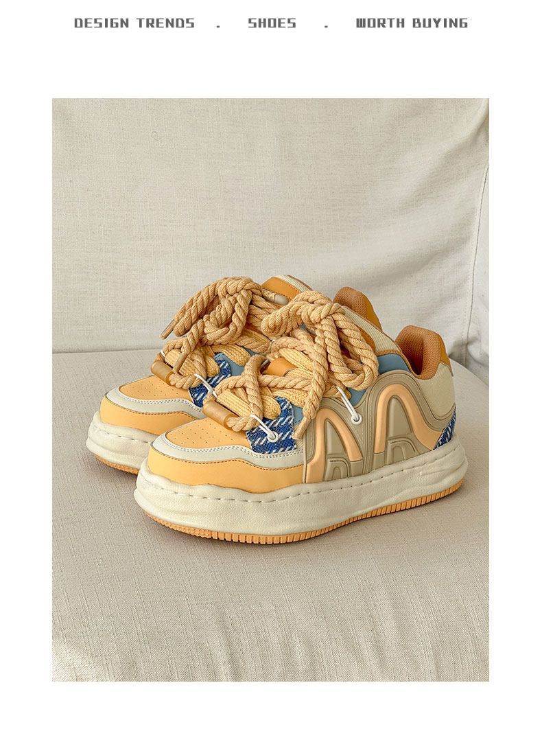 Amber Sneakers Vintage Unisex Shoes Couple Sneakers Classic Court Shoes - Cheese yellow - Size 10(AU10/EU43) — image 4