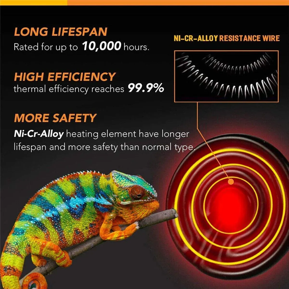2X Ceramic Infrared Heat Lamp Bulbs for Reptiles and Terrariums - 50W-2PCS — image 6