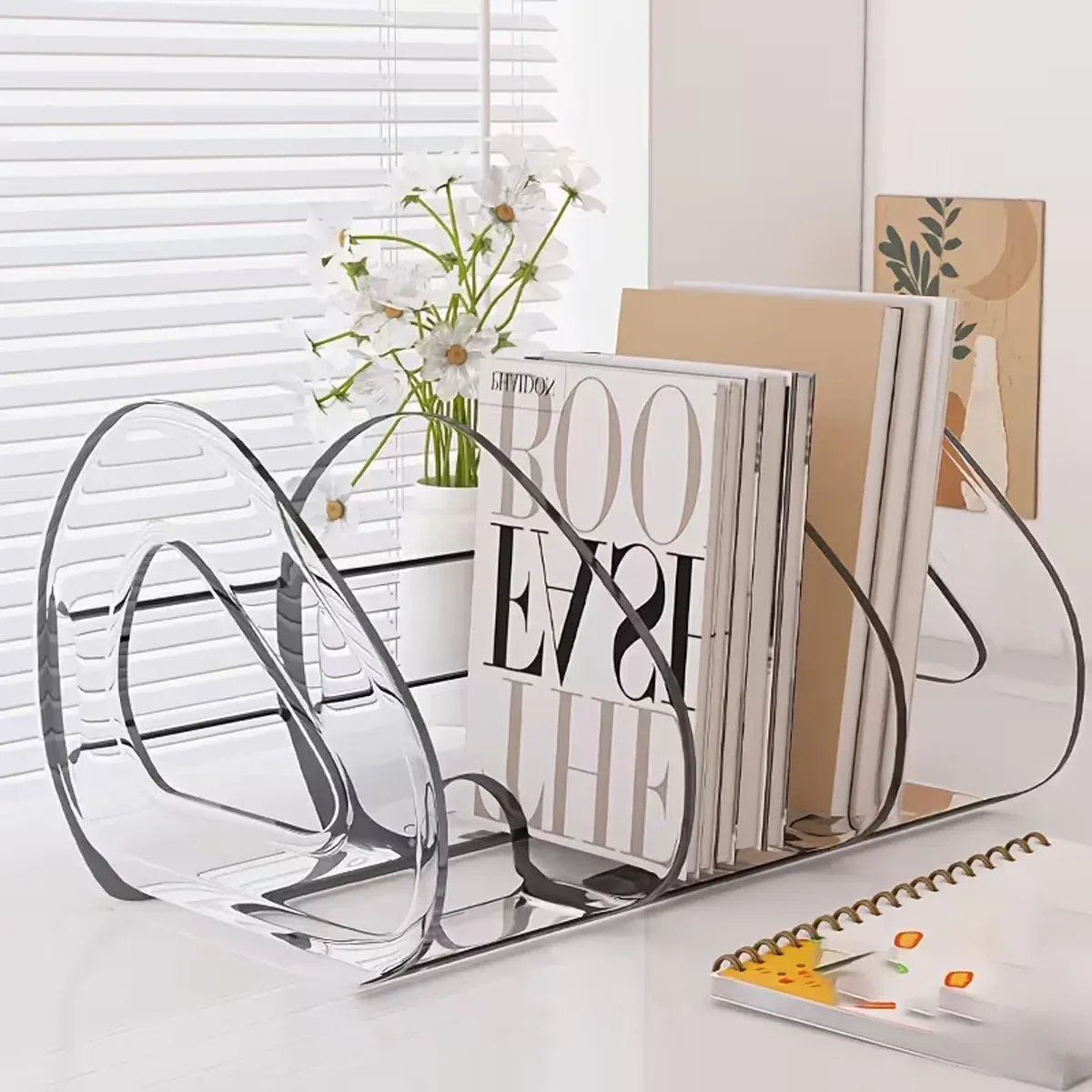 Desk Standing Divider Shelf Organizer Space Saving Office Study Storage Rack - White — image 6
