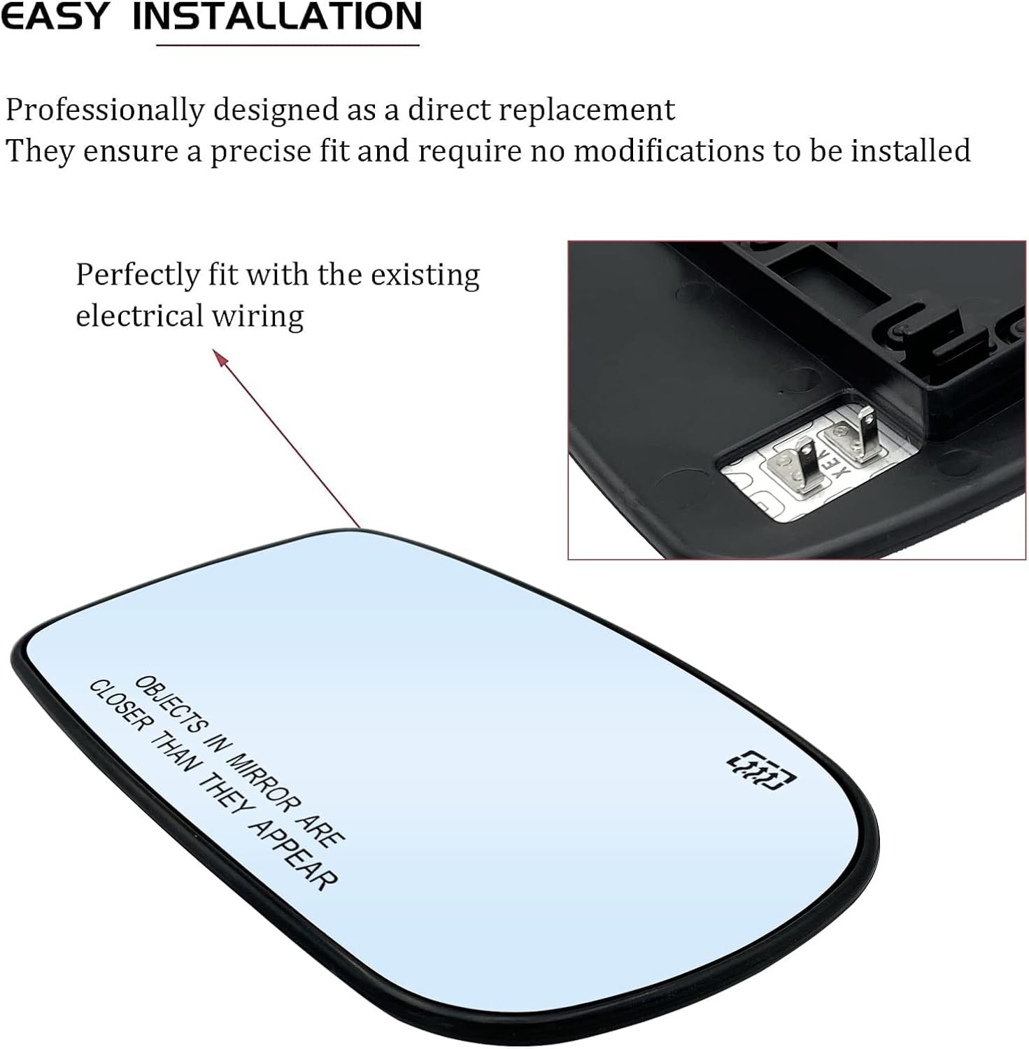 Passenger Right Side Heated Mirror Glass Replacement for 2011-2021 Chrysler 200 300, Dodge Charger Challenger - Side View Heated Convex Mirror Glass โ image 5