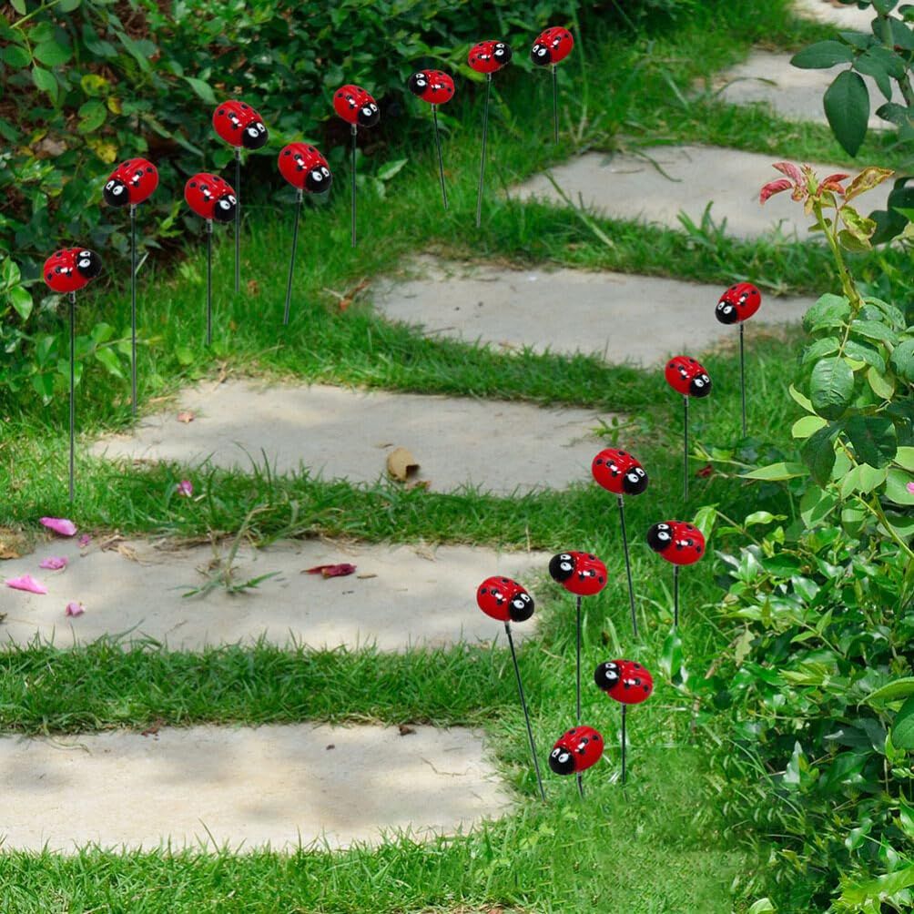 10pcs Mini Ladybug Statue Figurine Garden Stakes Decorative Garden Ladybug Ornaments Ladybug Stakes Wall Painting Decor โ image 4