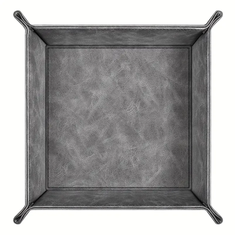 Foldable PU coin tray, minimalist luxury foldable portable, stores desk & entryway items, practical and exquisite!/GREY — image 2