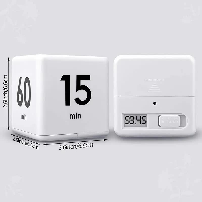 Digital Flip Cube Timer with Gravity Sensor and Preset Countdown Settings for Cooking, Study, Work and Time Management