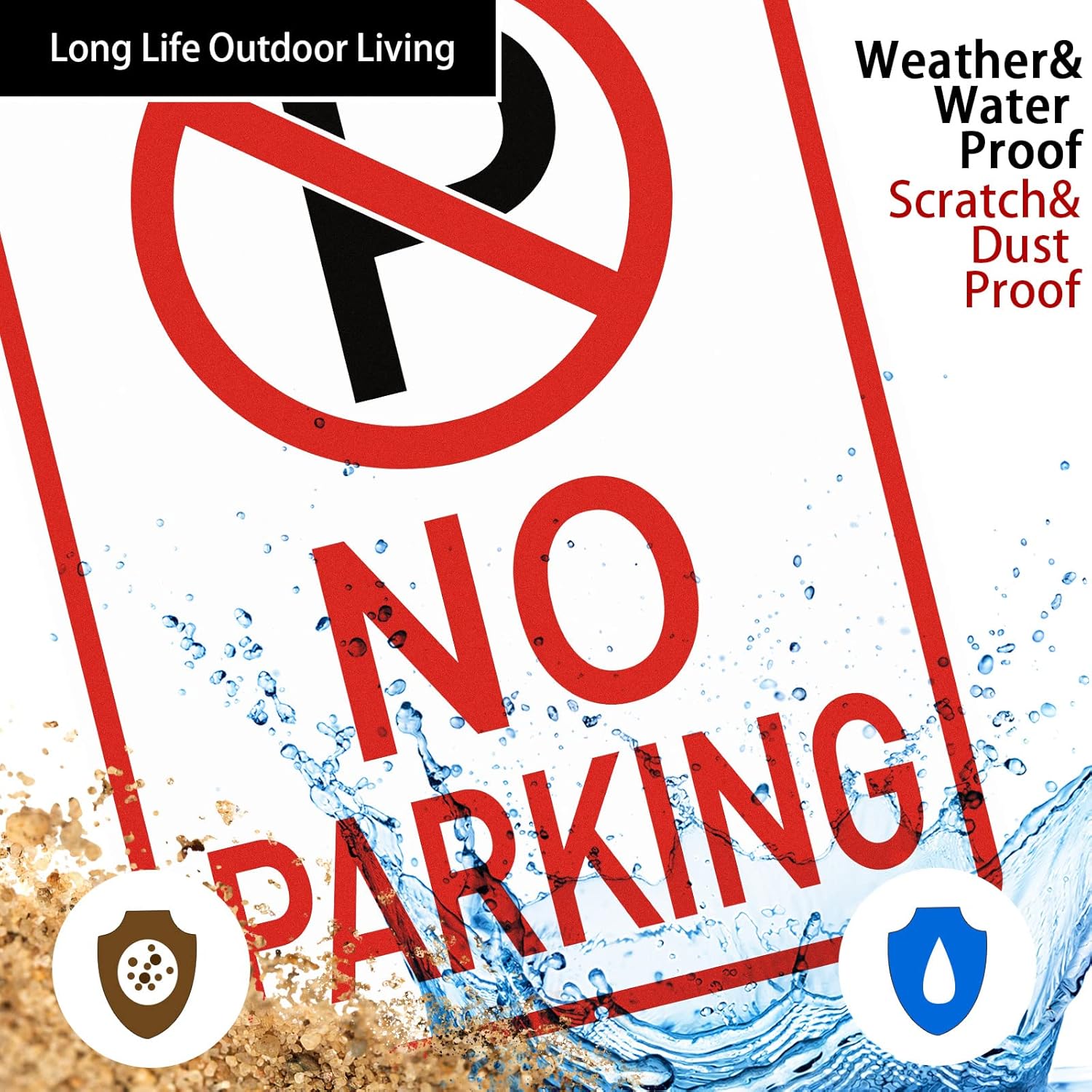 Amylove 6 Pcs No Parking Signs with Symbol, 14 x 10 Inches Reflective Rust Free Aluminum Sign, UV Protected, Weather Resistant, Waterproof, Durable Ink, Easy — image 2