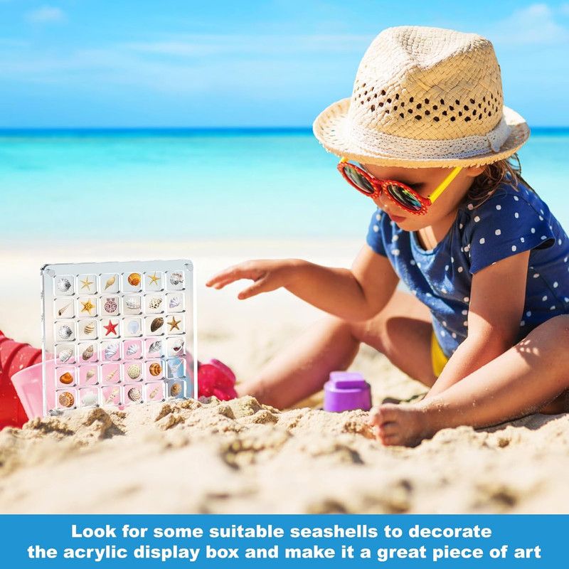 Acrylic Magnetic Seashell Display Box,Clear Sea Shell Display Box,Beach Magnet Storage Organizer Case for Seashell Diamond Beads,36 Grids,Transparent,1 Pack โ image 4