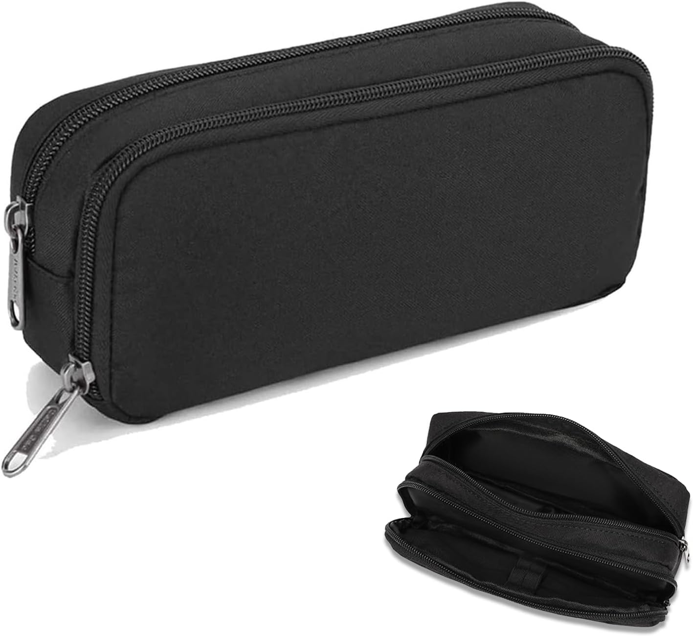 1 piece black stationery case - large case with durable outer shell - large capacity - zip compartment - storage compartment for large capacity case for school