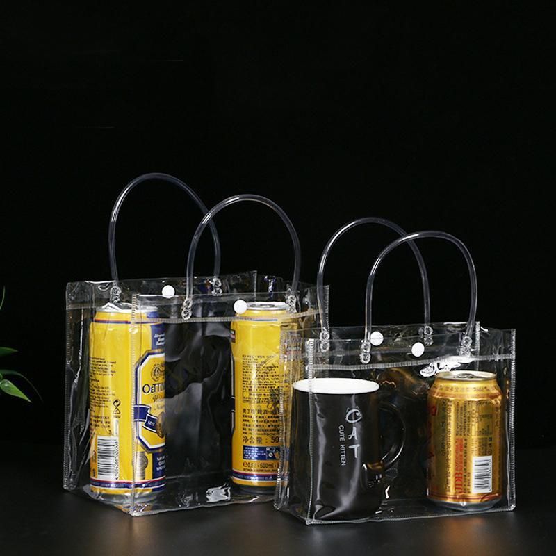 100x PVC Transparent Gift Tote Bag with Snap Button for Packaging - 13 × 15 × 7cm — image 5