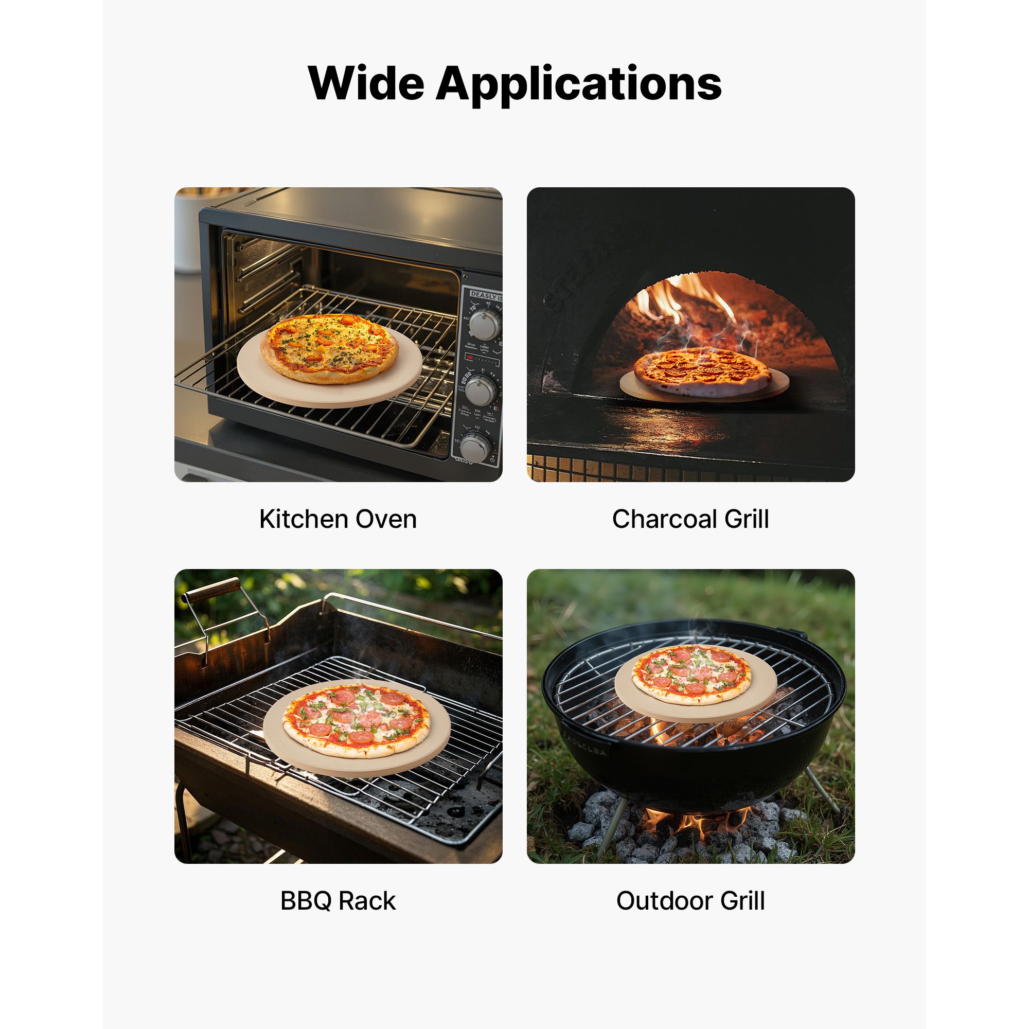 Pizza Stone, 381 mm Round Cordierite Pizza Stone, Extra Large Baking-Stone with Aluminum Peel, 17 mm Thickness Heat-Resistant Cooking Cordierite, for Kitchen — image 6