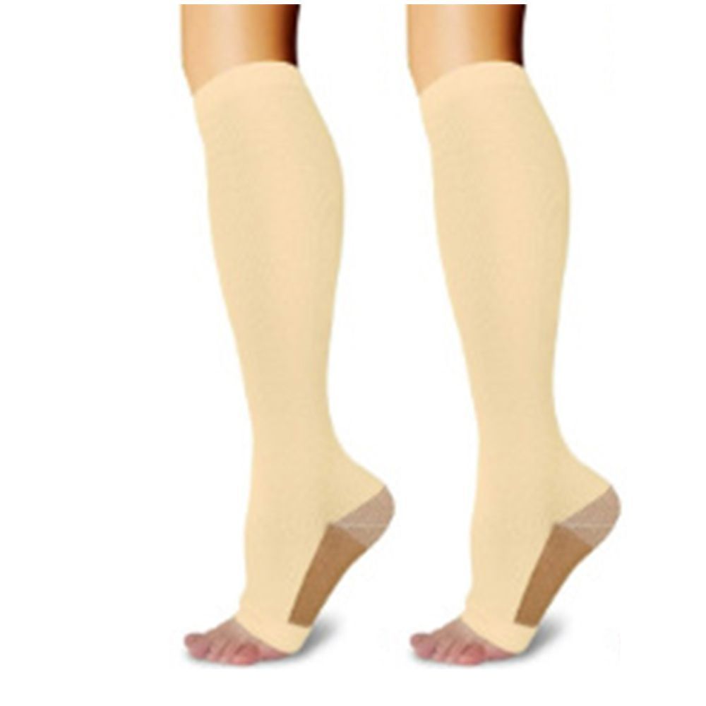 Two-Tone Open Toe Nude Compression Calf Socks Size XXL (43-46)…