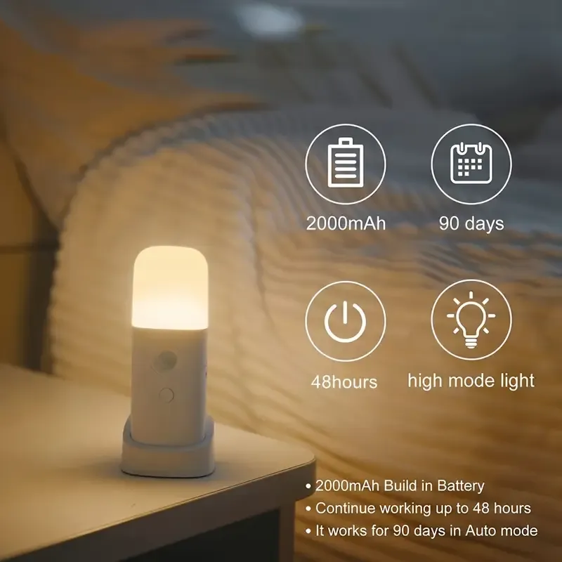 Smart Motion Sensor Night Light, 2000mAh Large Capacity Battery, 5-Level Dimming, Auto-On When Getting Up at Night, Energy-Saving & Worry-Free. Cool โ image 3