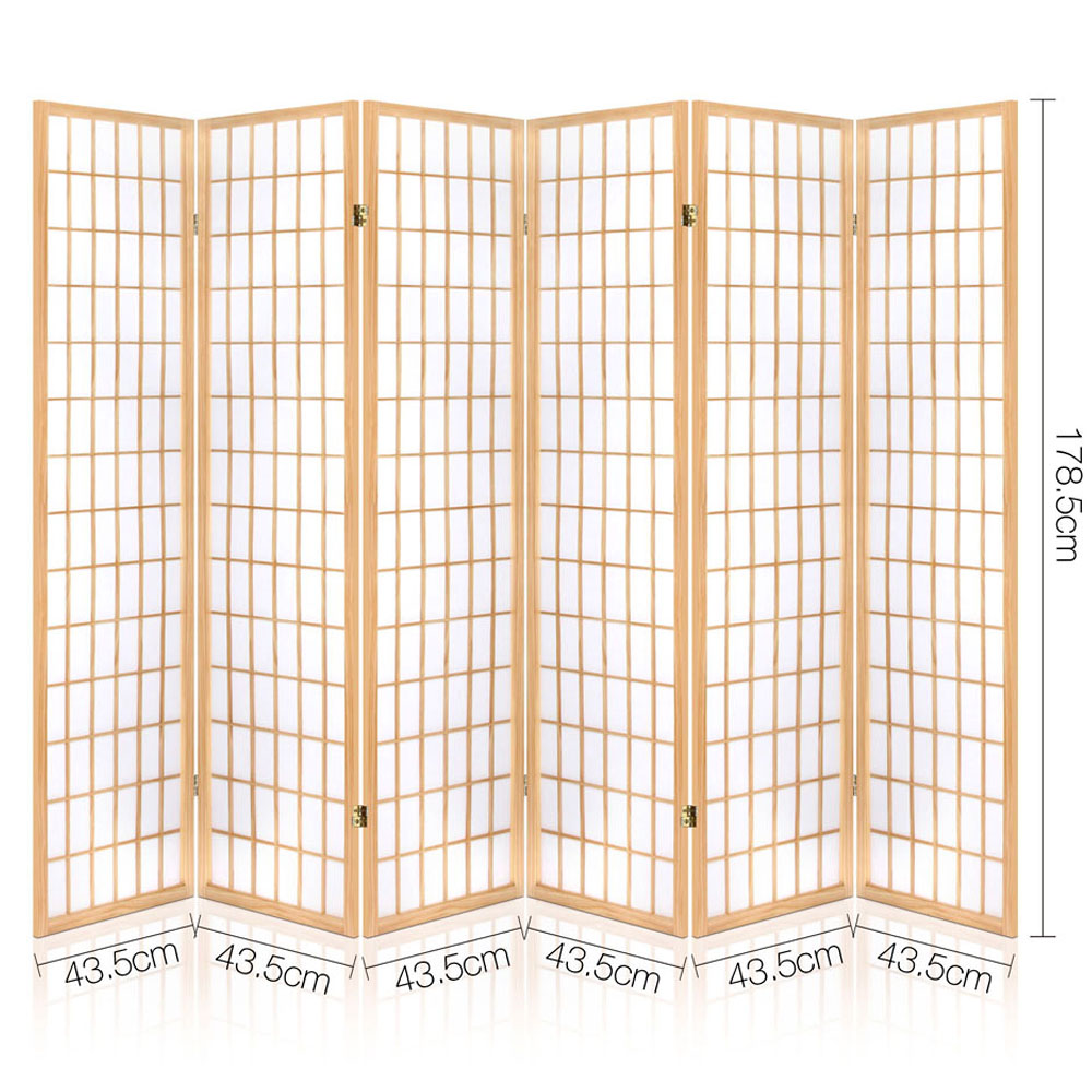 Artiss 6 Panel Room Divider Screen 261x179cm Natural — image 2