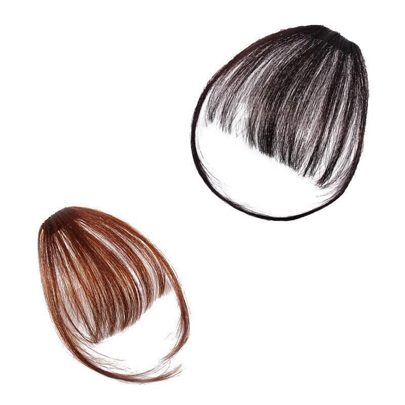 Clip In on Bangs Fringe Fake Hair Extensions Straight Front Neat Hair as Human - Light Brown โ image 3