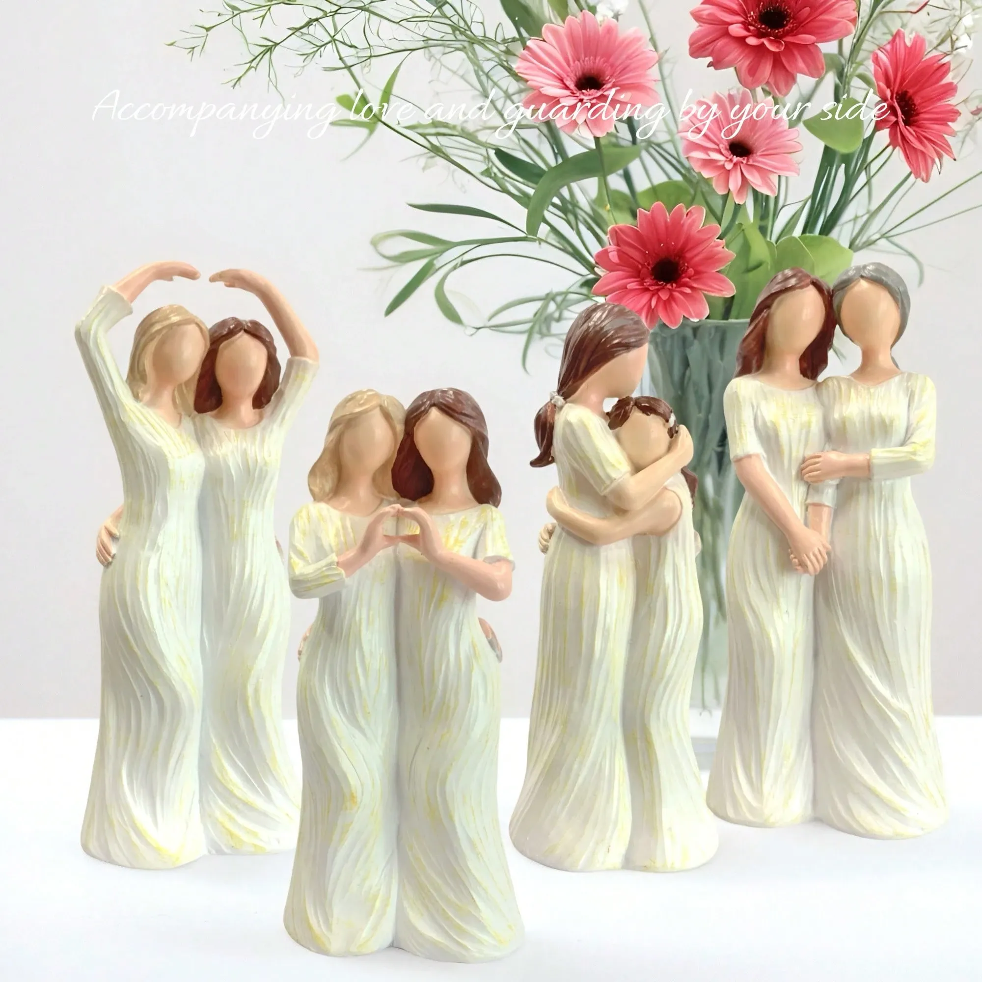 Mother And Daughter Figurines Sister Birthday Gifts Family Hugging Statue Home Bedroom Living Room Tabletop Decor Best Friends Women Gifts Perfect Valentine's — image 2