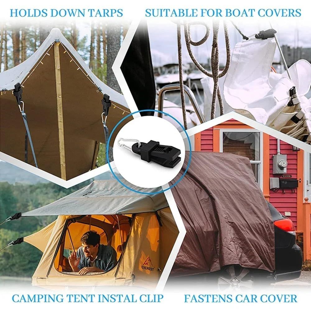 2 Pcs Tarp Clips, Heavy Duty Lock Grip, Reusable Tarp Clamps for Secures Outdoor Camping, Awnings, Car Covers — image 5