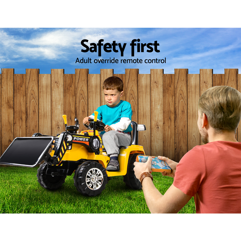 Rigo Kids Electric Ride On Car Bulldozer Digger Loader Remote 6V Yellow โ image 6