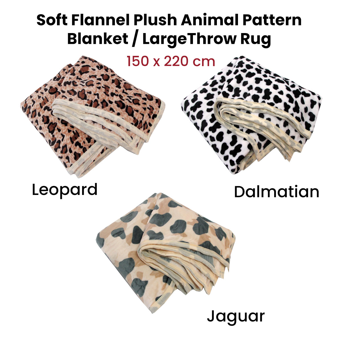 Animal Skin Pattern Soft Flannel Plush Single Size Blanket / Large Throw Rug 150 x 200cm Dalmatian โ image 2