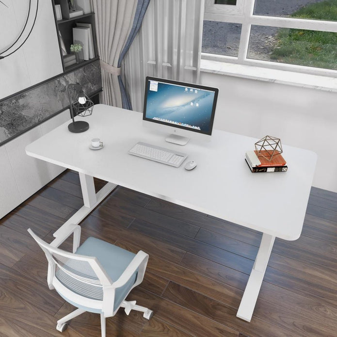 AMZ Electric Height Adjustable Standing Desk 160x80cm Sit Stand Desk Top for Home Office (White Frame + White Desktop) — image 2