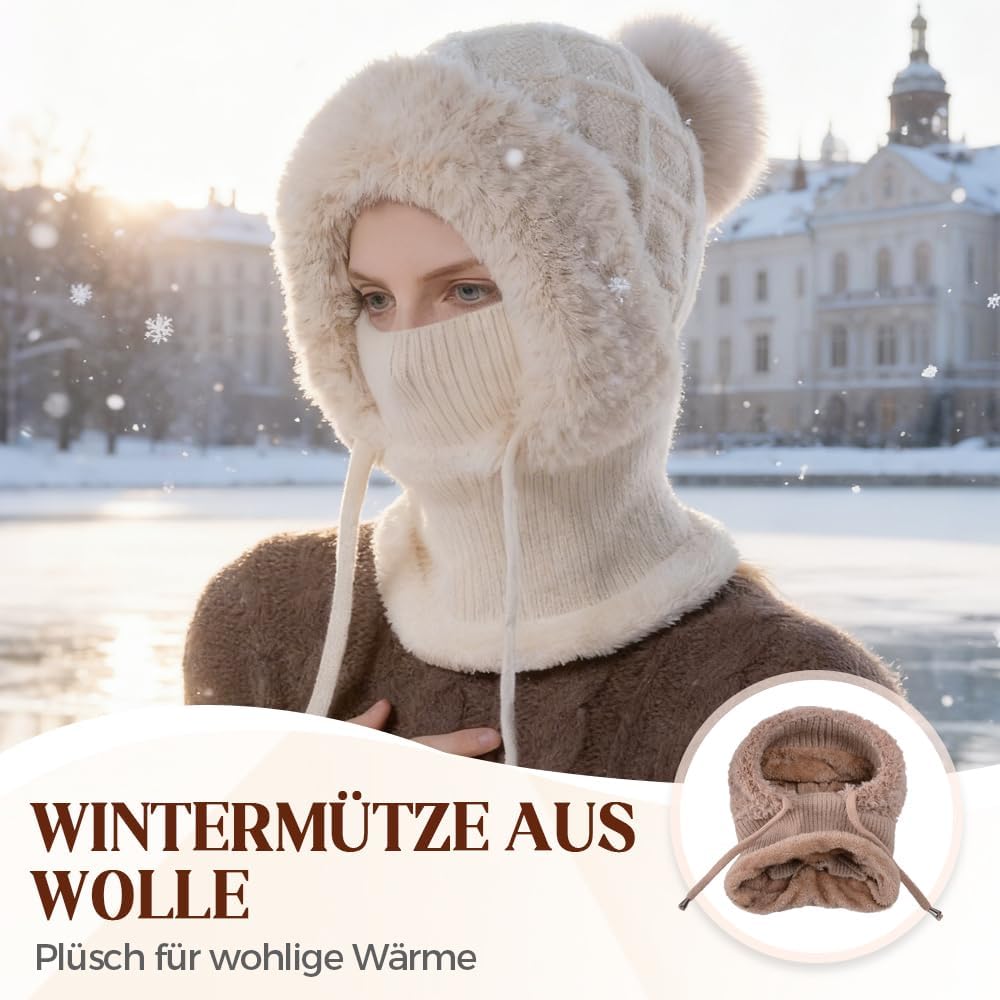 2026 New 3 in 1 Beanie Hat for Women, Upgrade Winter Balaclava Fall Winter Warm Knitted Hat Knitted Ski Scarf Mask — image 2