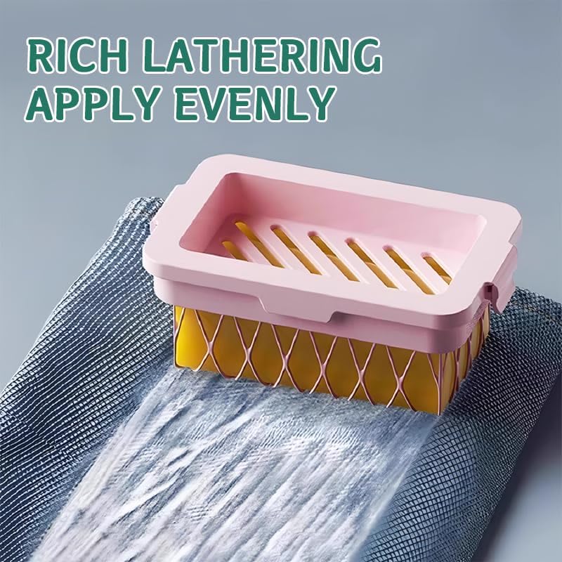 2 Pack Soap Holder Bar Soap Dish with Drain, Non-Slip Soap Box with Fixed Soap Net for Bathroom Gym (Pink, Blue) โ image 5