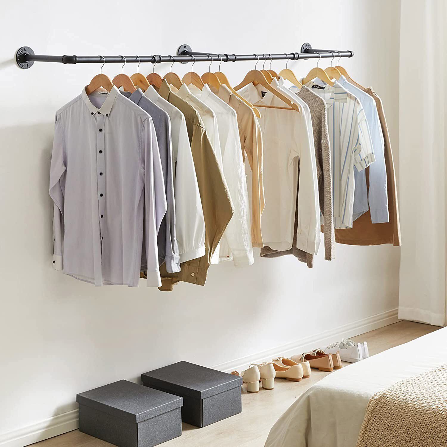 Industrial Iron Pipe Clothes Rail Vintage Wall Shelf — image 4